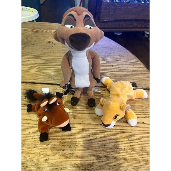 Vintage Disney Store Bendable Timon kiara pumba The Lion King Stuffed Plushes - Picture 1 of 7